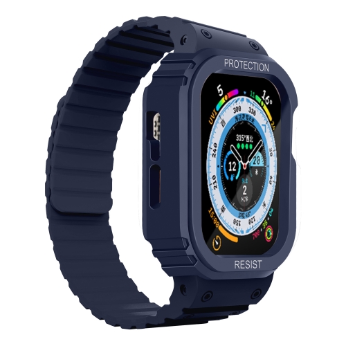 

Silicone Integrated Frame Watch Band For Apple Watch Ultra 49mm(Midnight Blue)