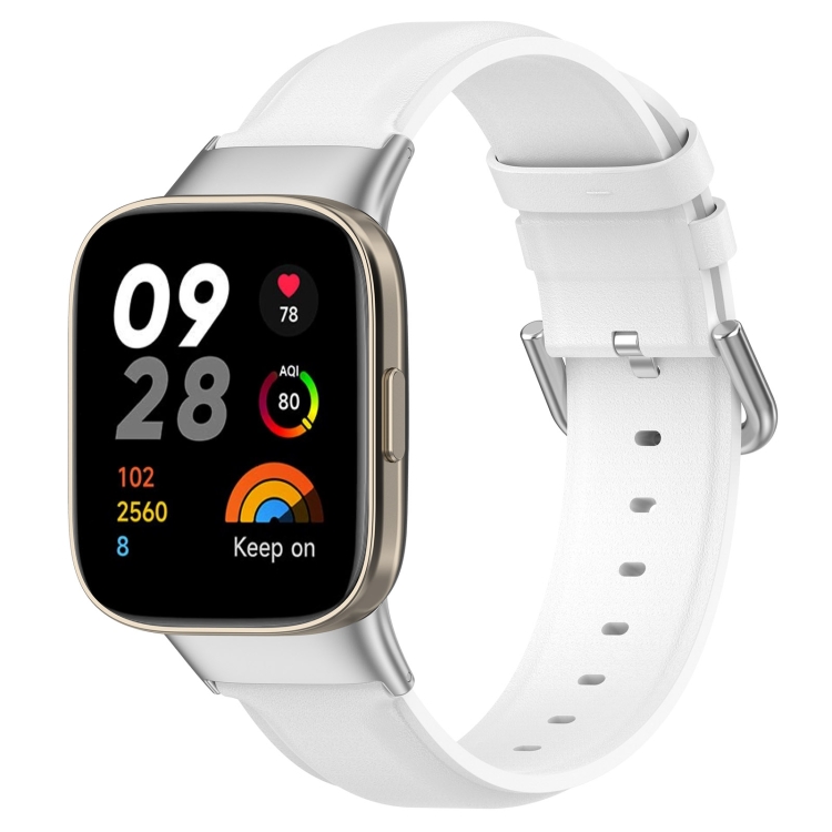 Xiaomi Redmi Watch 3 / Mi Watch Lite 3 라운드 테일 가죽 시계 밴드(흰색)
