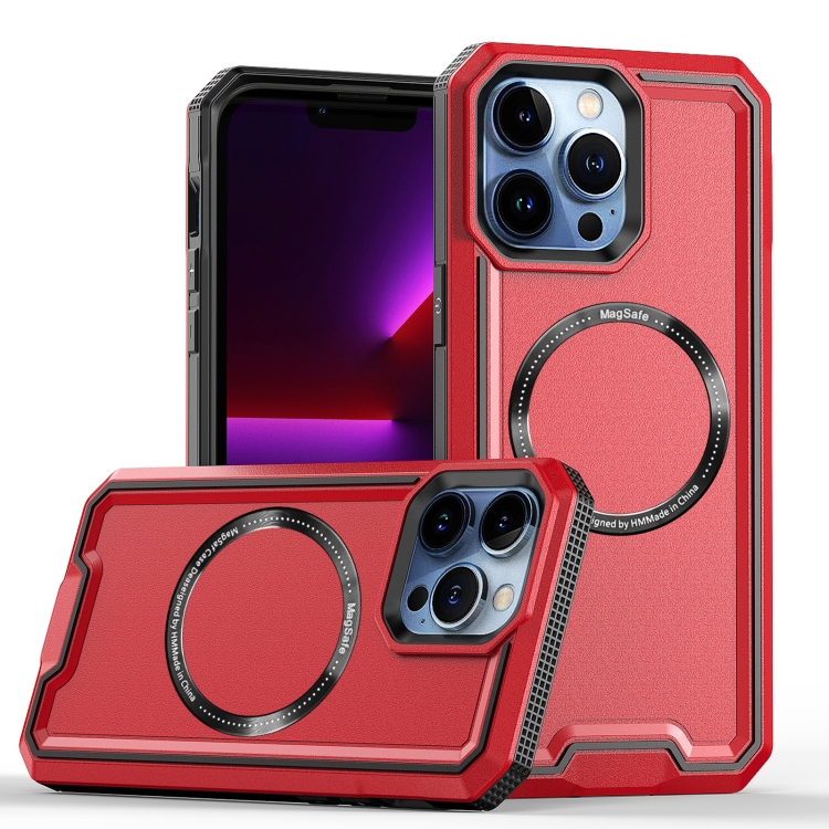 

For iPhone 14 Pro Armour Two-color MagSafe Magnetic TPU + PC Phone Case(Red)