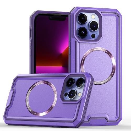 

For iPhone 12 / 12 Pro Armour Two-color MagSafe Magnetic TPU + PC Phone Case(Purple)