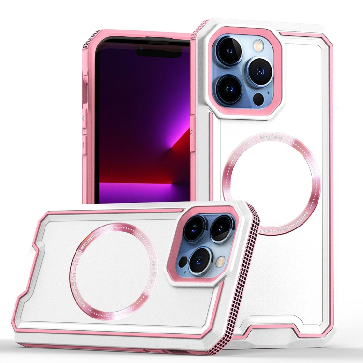 

For iPhone XR Armour Two-color MagSafe Magnetic TPU + PC Phone Case(White)