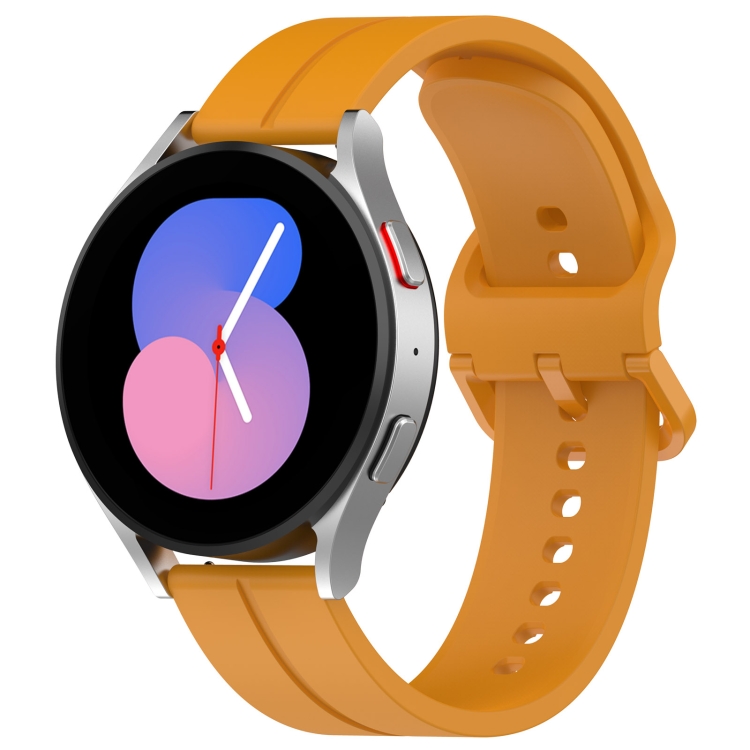 

20mm Universal Flat Head Groove Silicone Watch Band(Yellow)