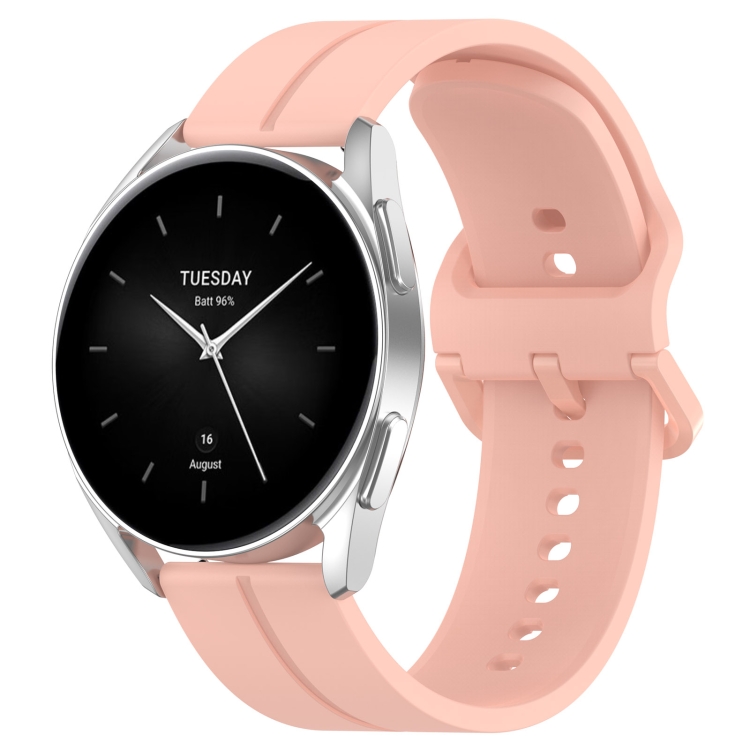 

22mm Universal Flat Head Groove Silicone Watch Band(Light Pink)