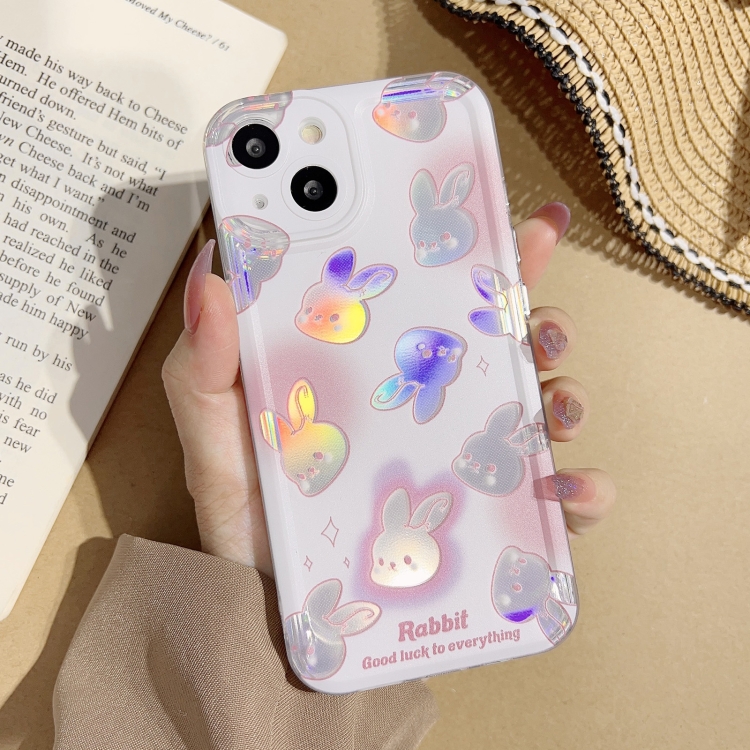 

For iPhone 12 Electroplated Keys Space TPU Phone Case(Laser Multiple Rabbit)