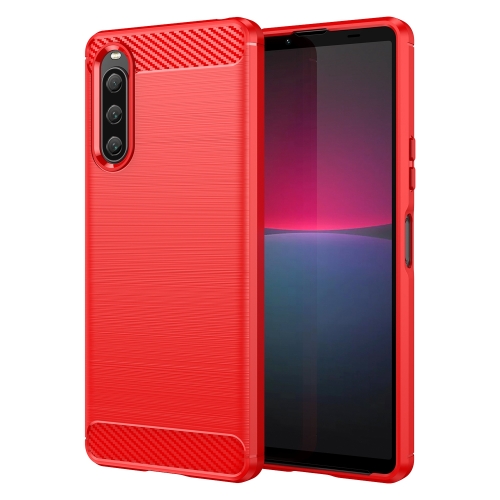 

For Sony Xperia 10 V Brushed Texture Carbon Fiber TPU Phone Case(Red)