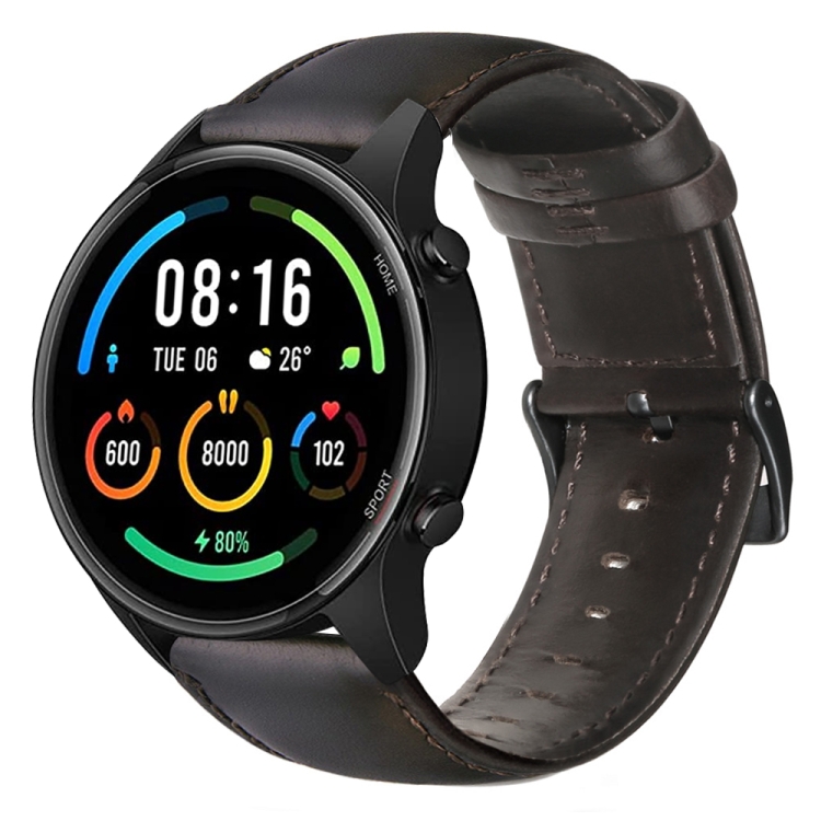 

For Xiaomi Mi Watch Color Oil Wax Genuine Leather Watch Band(Dark Brown)