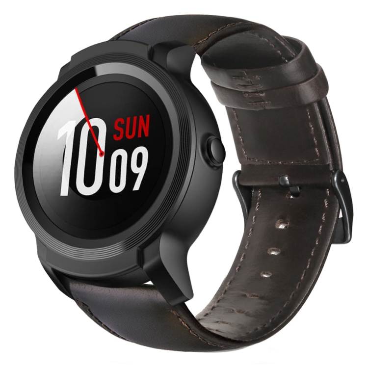 

For Ticwatch Pro / E2 / S2 Oil Wax Genuine Leather Watch Band(Dark Brown)