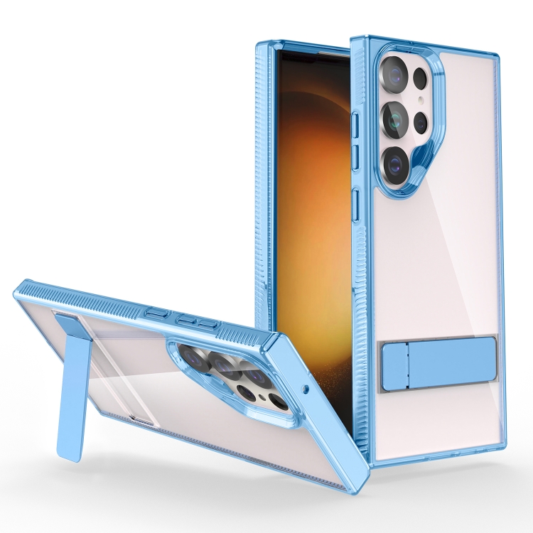 

For Samsung Galaxy S23 5G High Transparent Holder Phone Case(Blue)