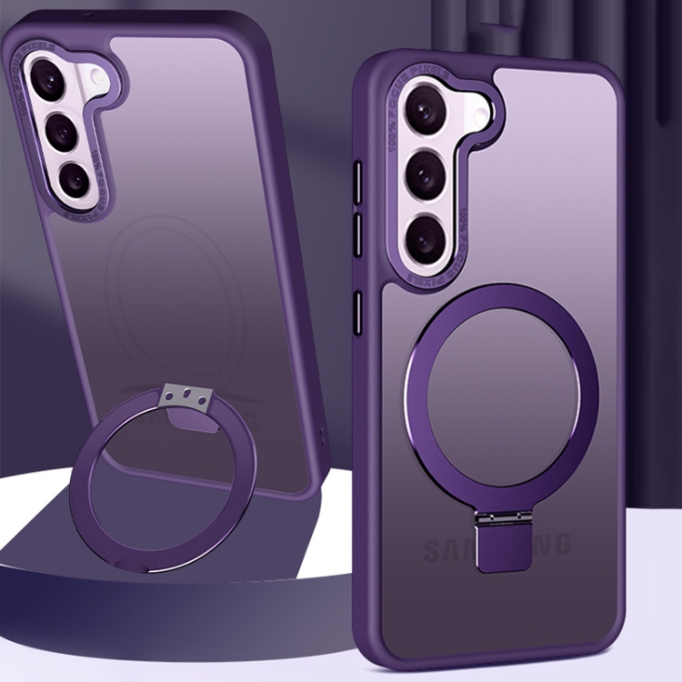

For Samsung Galaxy S23 Ultra 5G Skin Feel MagSafe Magnetic Holder Phone Case(Purple)