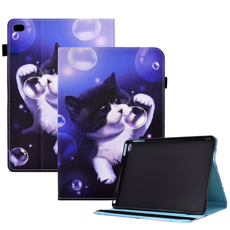 

Colored Drawing Stitching Elastic Band Leather Smart Tablet Case For iPad 9 / 8 / 6 / 5(Bubble Cat)