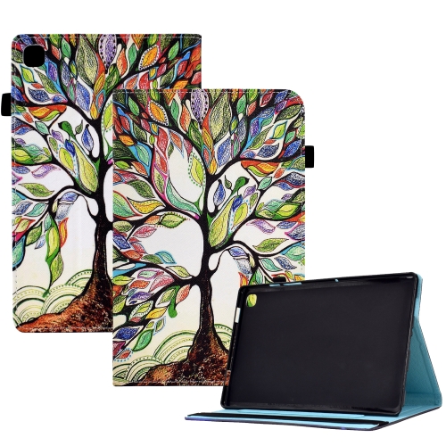 

For Samsung Galaxy Tab S6 Lite P610 Colored Drawing Stitching Elastic Band Leather Smart Tablet Case(Life Tree)