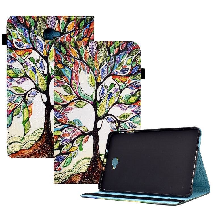 

For Samsung Galaxy Tab A 10.1 2016 T580 Colored Drawing Stitching Elastic Band Leather Smart Tablet Case(Life Tree)