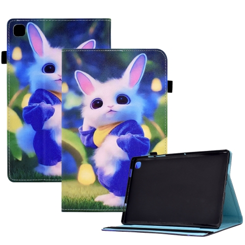 

For Samsung Galaxy Tab S5e T720 Colored Drawing Stitching Elastic Band Leather Smart Tablet Case(Cute Rabbit)