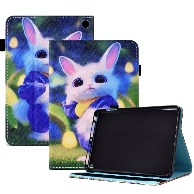 

For Amazon Kindle Fire HD 8 2022 / 2020 Colored Drawing Stitching Elastic Band Leather Smart Tablet Case(Cute Rabbit)