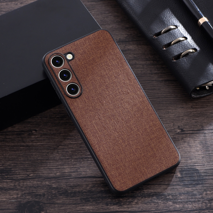 

For Samsung Galaxy S23+ 5G Cloth Texture PU + TPU Phone Case(Brown)