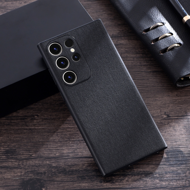 

For Samsung Galaxy S23 Ultra 5G Cloth Texture PU + TPU Phone Case(Black)