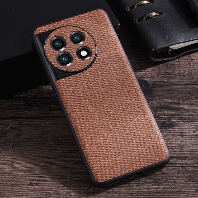 

For OnePlus 11 Cloth Texture PU + TPU Phone Case(Brown)