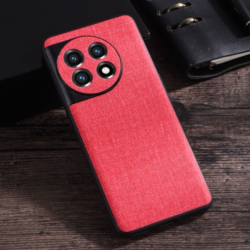

For OnePlus 11 Cloth Texture PU + TPU Phone Case(Red)