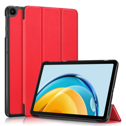 

For Huawei Matepad SE 10.4 2022 Custer Pure Color 3-Fold Holder Leather Tablet Case(Red)