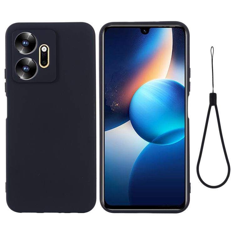 

For Infinix Zero 20 X6821 Pure Color Liquid Silicone Shockproof Phone Case(Black)
