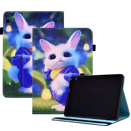 Per Huawei MediaPad T5 Custodia per tablet in pelle con cuciture a disegno  colorato con fascia elastica (coniglio carino)