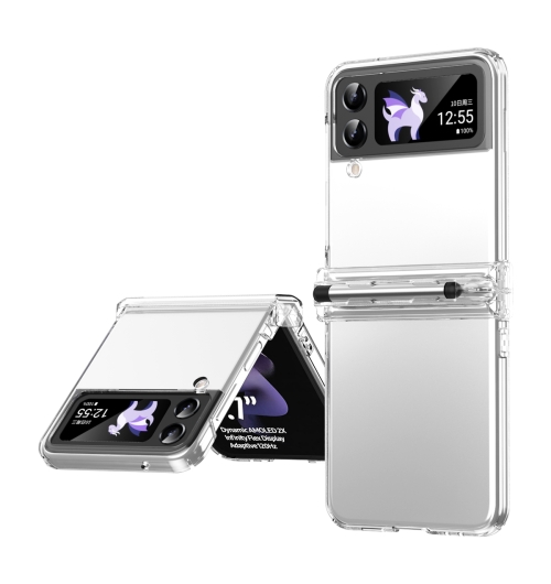 

For Samsung Galaxy Z Flip4 5G Macaron Three-piece Set Phone Case with Stylus(Transparent)