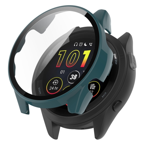 

For Garmin Forerunner 265 PC + Tempered Glass Film Integrated Watch Protective Case(Pine Green)