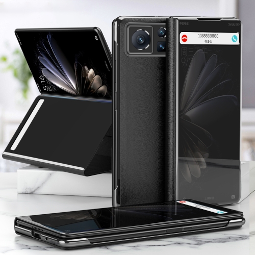 

For Xiaomi Mix Fold 2 Electroplated Mirror Leather Phone Case with Holder(Black)