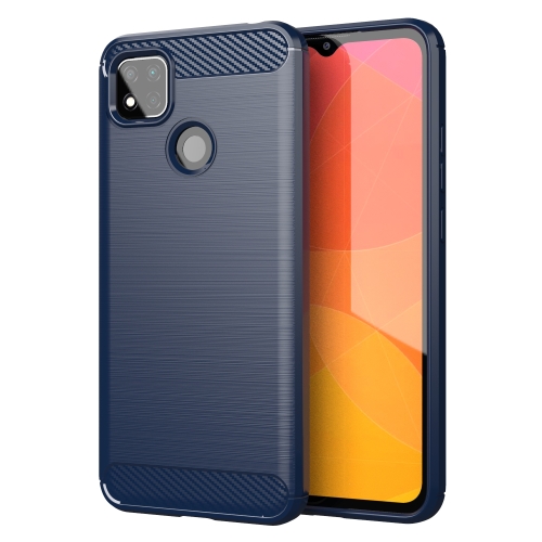 

For Xiaomi Redmi 9C NFC Brushed Texture Carbon Fiber TPU Phone Case(Blue)