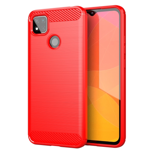 

For Xiaomi Redmi 10A Brushed Texture Carbon Fiber TPU Phone Case(Red)