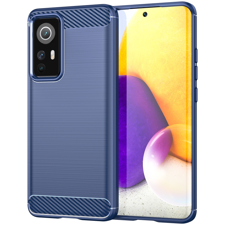 

For Xiaomi 12X Brushed Texture Carbon Fiber TPU Phone Case(Blue)
