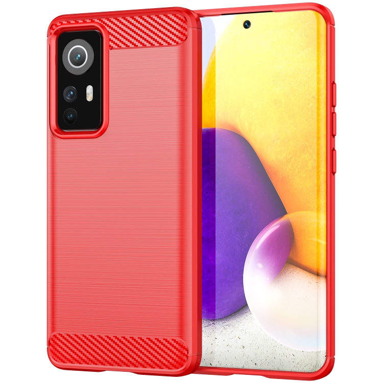 

For Xiaomi 12X Brushed Texture Carbon Fiber TPU Phone Case(Red)