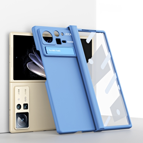 

For Xiaomi Mix Fold 2 Macaron Hinge All-inclusive Folding Phone Case with Stand(Blue)