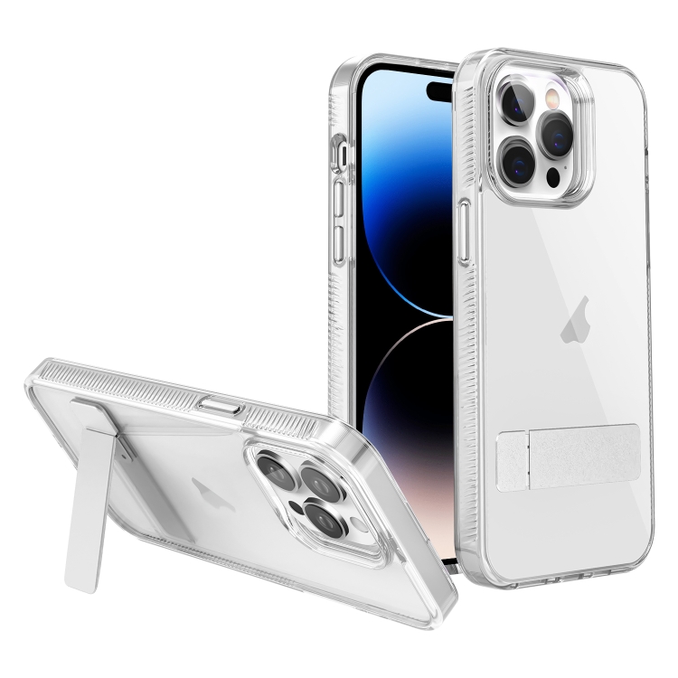 

For iPhone 14 Pro Max High Transparent Holder Phone Case(White)
