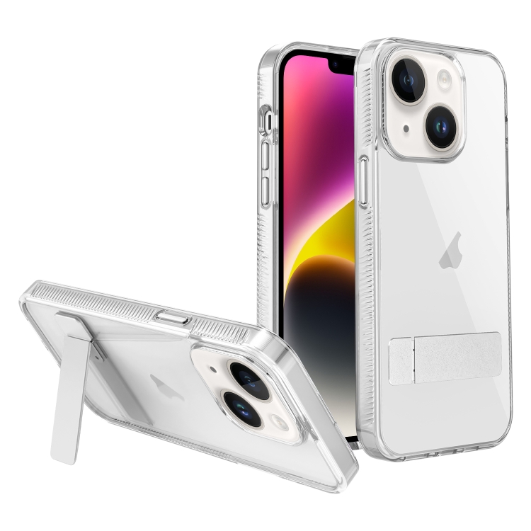 

For iPhone 14 High Transparent Holder Phone Case(White)