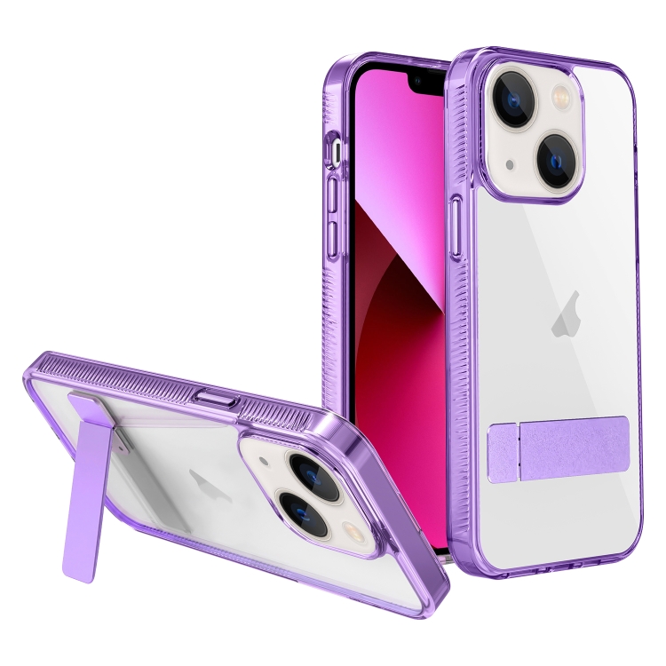 

For iPhone 13 High Transparent Holder Phone Case(Purple)