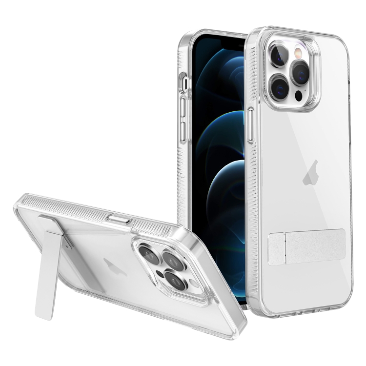 

For iPhone 12 Pro Max High Transparent Holder Phone Case(White)