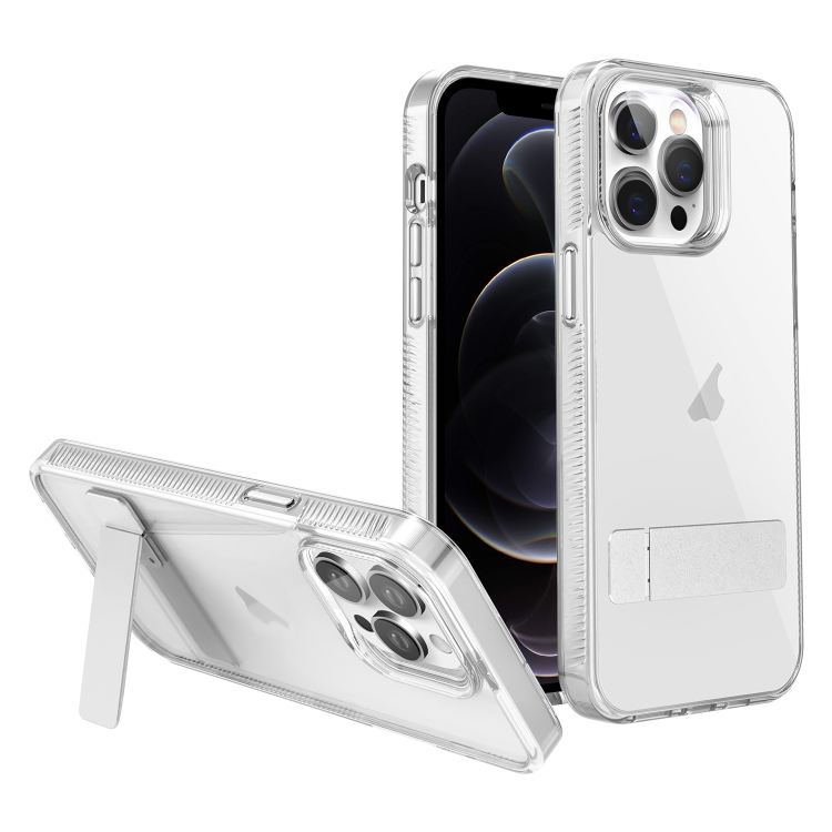 

For iPhone 12 Pro High Transparent Holder Phone Case(White)