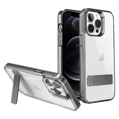 

For iPhone 12 Pro High Transparent Holder Phone Case(Black)