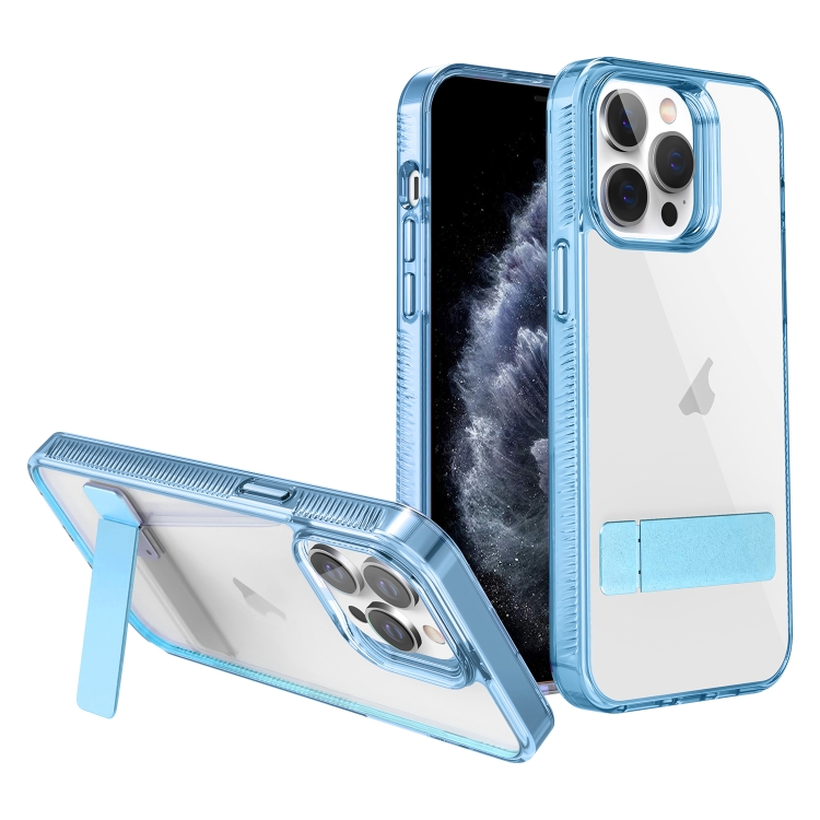 

For iPhone 11 Pro Max High Transparent Holder Phone Case(Blue)