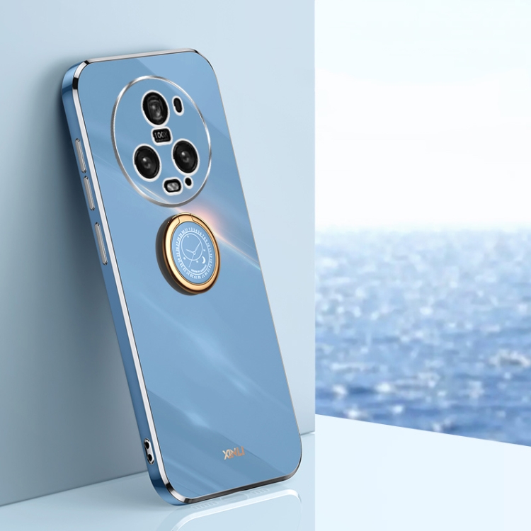 

For Honor Magic5 Pro 5G XINLI Straight Edge 6D Electroplate TPU Phone Case with Ring Holder(Celestial Blue)