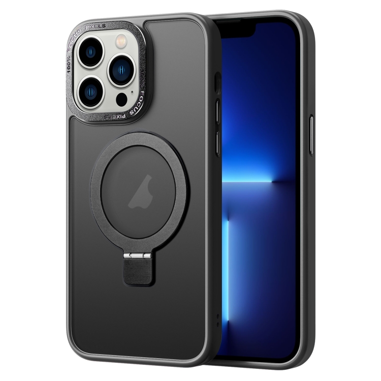 

For iPhone 13 Pro Skin Feel MagSafe Magnetic Holder Phone Case(Black)
