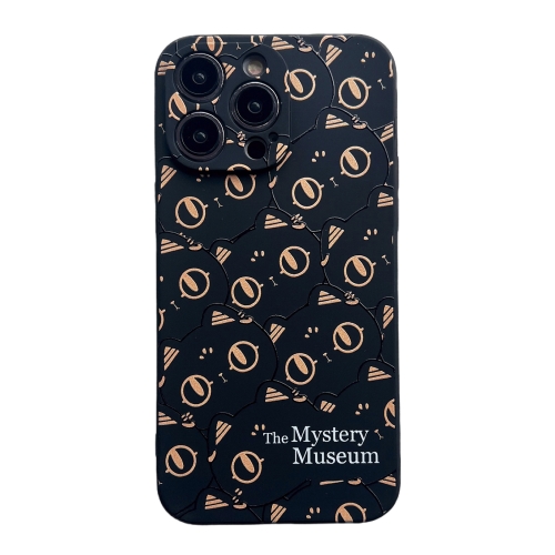 

For iPhone 14 Pro Max Liquid Silicone Straight Edge Phone Case(Cats)