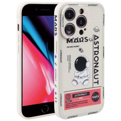 

For iPhone 7 Plus / 8 Plus Astronaut Pattern Silicone Straight Edge Phone Case(Mars Astronaut-White)