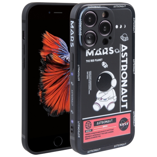 

For iPhone 6 / 6s Astronaut Pattern Silicone Straight Edge Phone Case(Mars Astronaut-Black)