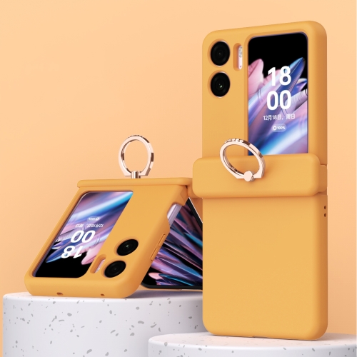 

For OPPO Find N2 Flip Macaron Magnetic Three-piece Phone Case with Ring(Orange)