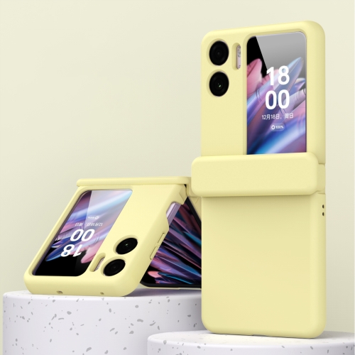 

For OPPO Find N2 Flip Macaron Magnetic Hinge Three-piece Phone Case with Protective Film(Yellow)