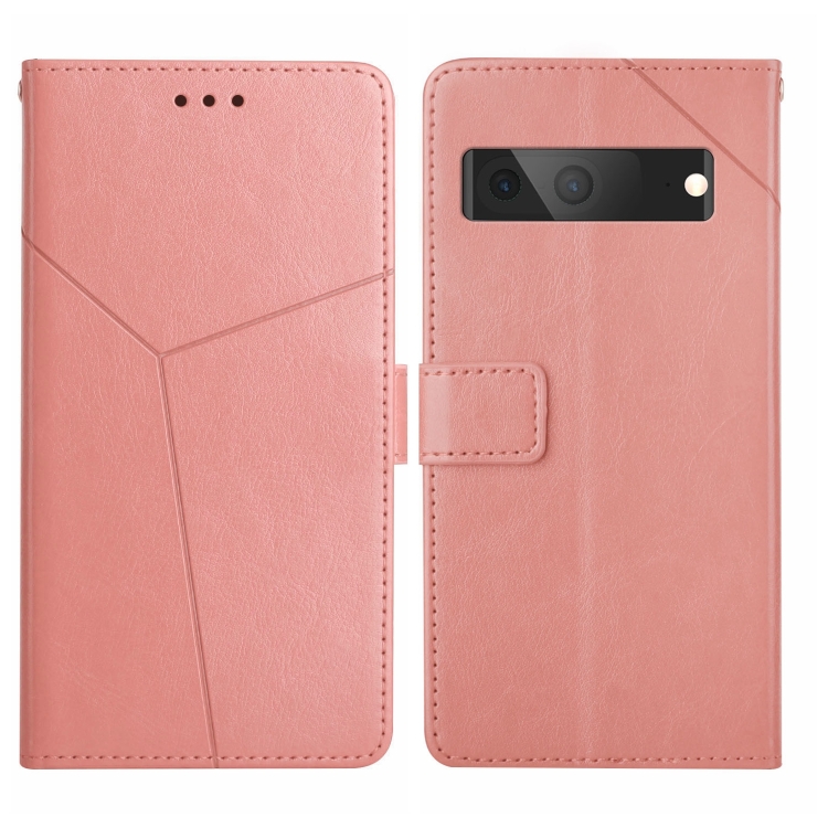 

For Google Pixel 7A HT01 Y-shaped Pattern Flip Leather Phone Case(Pink)