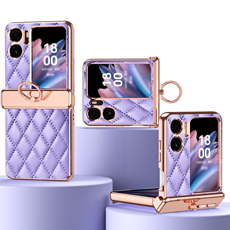 OPPO Find N2 フリップひし形パターン電気メッキ プレーン レザー磁気 