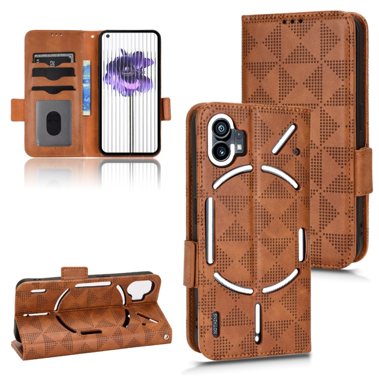 

For Nothing Phone 1 Symmetrical Triangle Leather Phone Case(Brown)